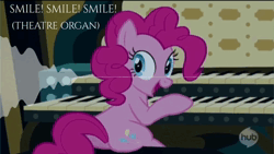 Size: 854x480 | Tagged: safe, derpibooru import, pinkie pie, a friend in deed, castle mane-ia, animated, image, music, musical instrument, organ, smile song, webm