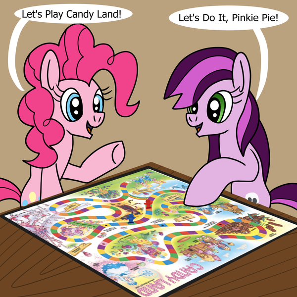 Size: 1920x1920 | Tagged: safe, artist:platinumdrop, derpibooru import, pinkie pie, my little pony: pony life, board game, candy land, commission, dialogue, g4, g4.5 to g4, generation leap, image, lilith, png, speech bubble