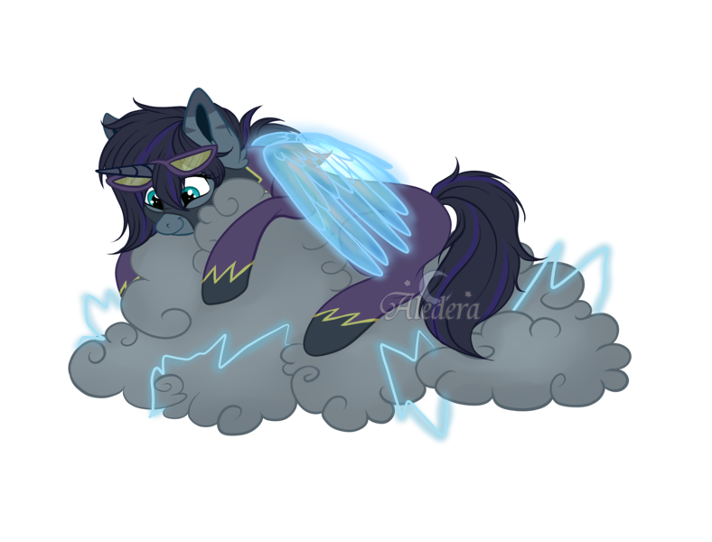 Size: 2100x1600 | Tagged: safe, artist:aledera, derpibooru import, oc, unofficial characters only, pony, unicorn, artificial wings, augmented, cloud, image, magic, magic wings, obtrusive watermark, png, simple background, solo, transparent background, watermark, wings