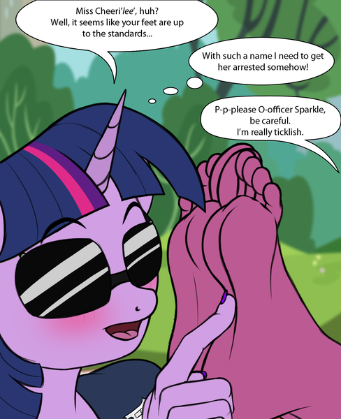 Size: 1300x1600 | Tagged: suggestive, artist:tklninja, derpibooru import, cheerilee, twilight sparkle, anthro, feet, female, fetish, foot fetish, image, png