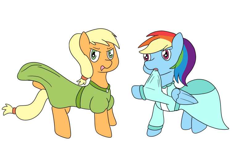 Size: 5000x3200 | Tagged: safe, artist:nine-the-divine, derpibooru import, applejack, rainbow dash, earth pony, pegasus, pony, clothes, dress, female, image, png, simple background, transparent background