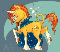 Size: 1280x1095 | Tagged: safe, artist:emptygoldstudio, derpibooru import, sunburst, pony, unicorn, cape, cloak, clothes, image, leonine tail, png, solo, sunburst's cloak, tail