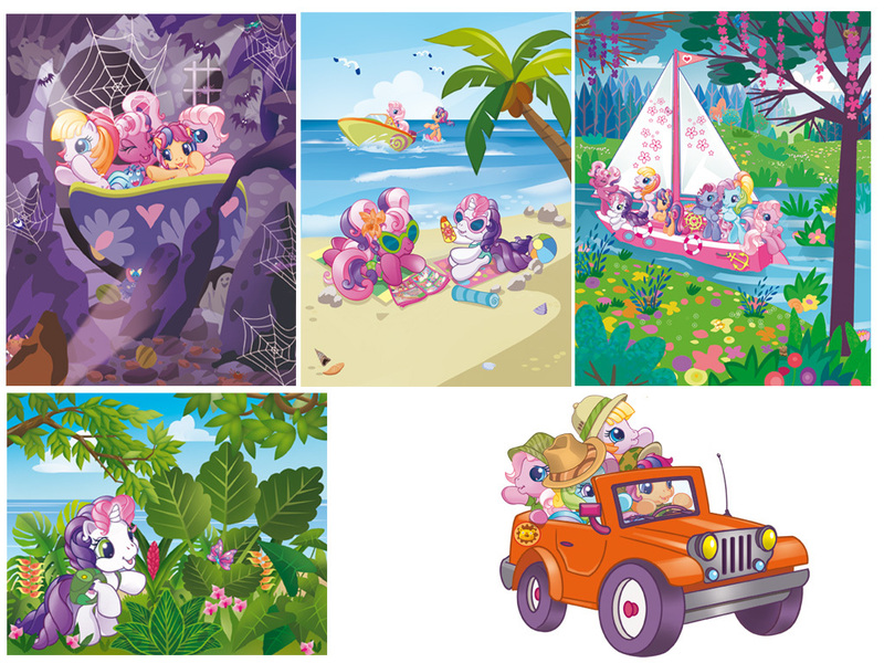 Size: 1024x768 | Tagged: safe, derpibooru import, official, cheerilee (g3), pinkie pie (g3), rainbow dash (g3), scootaloo (g3), starsong, sweetie belle (g3), bat, earth pony, pegasus, pony, unicorn, g3, beach, beach ball, female, g3.5, hat, image, jeep, jpeg, leaves, mare, palm tree, sailboat, simple background, spider web, sunglasses, toola-roola, towel, tree, vehicle, water, white background