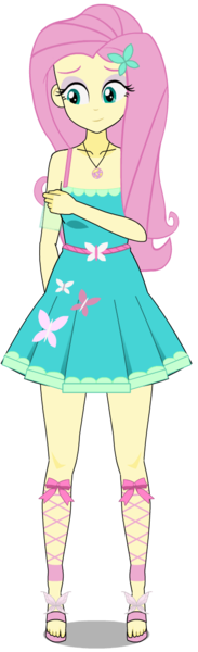 Size: 384x1261 | Tagged: safe, artist:edy_january, derpibooru import, fluttershy, human, equestria girls, equestria girls series, butterfly hairpin, clothes, dress, fluttershy boho dress, geode of fauna, image, magical geodes, png, simple background, solo, transparent background, vector