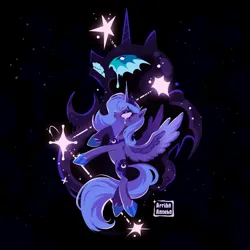 Size: 2048x2048 | Tagged: safe, artist:arribaamoeba, derpibooru import, nightmare moon, princess luna, alicorn, pony, crying, duality, female, image, jewelry, jpeg, mare, regalia, s1 luna, stars