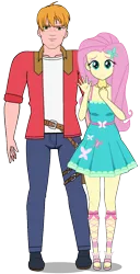 Size: 1028x2006 | Tagged: safe, anonymous artist, artist:edy_january, derpibooru import, big macintosh, fluttershy, human, series:romantic and jackass, series:romantic stories, equestria girls, equestria girls series, beloved, belt, boots, boyfriend and girlfriend, butterfly hairpin, clothes, denim, duo, female, fluttermac, fluttershy boho dress, geode of fauna, humanized, image, jacket, jeans, kisekae, magical geodes, male, pants, png, romance, romantic, shipping, shirt, shoes, simple background, straight, transparent background, vector
