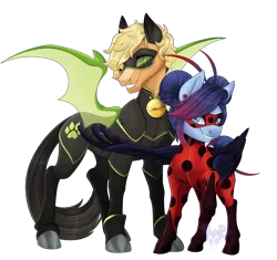 Size: 4553x4286 | Tagged: safe, artist:pvrii, derpibooru import, ponified, pegasus, pony, adrien agreste, bell, cat bell, chat noir, duo, duo male and female, ear piercing, earring, female, image, jewelry, ladybug (miraculous ladybug), male, marinette dupain-cheng, miraculous ladybug, piercing, png, simple background, transparent background