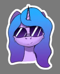 Size: 652x807 | Tagged: safe, artist:cotarsis, derpibooru import, izzy moonbow, pony, unicorn, g5, glasses, gray background, image, looking at you, png, simple background, sketch, solo