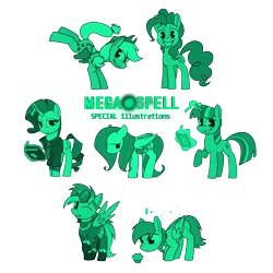Size: 7000x7000 | Tagged: safe, artist:dacaoo, derpibooru import, applejack, derpy hooves, fluttershy, pinkie pie, rainbow dash, rarity, twilight sparkle, earth pony, pegasus, pony, unicorn, fallout equestria, book, clothes, costume, food, image, mane six, megaspell (game), monochrome, muffin, png, shadowbolt dash, shadowbolts costume, simple background, unicorn twilight, weapon