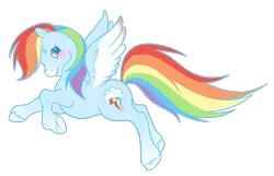 Size: 1881x1213 | Tagged: safe, artist:wtfponytime, derpibooru import, rainbow dash, pegasus, pony, g2, cheek fluff, flying, g4, g4 to g2, generation leap, image, leaping, png, solo, unshorn fetlocks