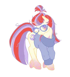Size: 1353x1497 | Tagged: safe, artist:wtfponytime, derpibooru import, moondancer, pony, unicorn, g2, clothes, g4, g4 to g2, generation leap, glasses, image, messy mane, messy tail, png, solo, sweater, tail, unshorn fetlocks