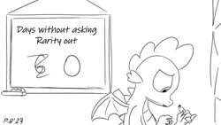 Size: 1200x675 | Tagged: safe, artist:pony-berserker, derpibooru import, spike, days without, image, marker, png, pony-berserker's twitter sketches, pony-berserker's twitter sketches (2023), whiteboard