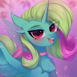 Size: 2000x2000 | Tagged: safe, artist:anku, derpibooru import, oc, alicorn, pony, chest fluff, eye clipping through hair, eyebrows, eyebrows visible through hair, female, high res, image, looking at you, mare, open mouth, patreon, patreon reward, png, simple background, solo, spread wings, wings