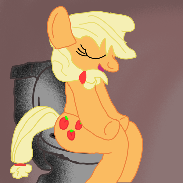 Size: 1000x1000 | Tagged: artist needed, suggestive, derpibooru import, applejack, anthro, but why, image, png, sitting, sitting on toilet, toilet