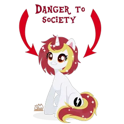 Size: 3000x3000 | Tagged: safe, artist:zakypo, derpibooru import, oc, oc:lazy sunday, unicorn, arrow, cute, danger to society, image, meme, png, solo