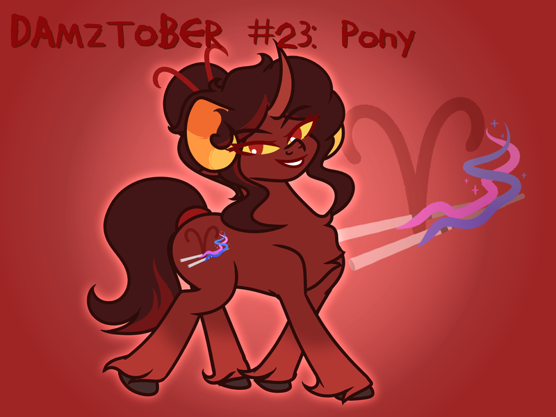 Size: 5120x3840 | Tagged: safe, artist:iceflower99, derpibooru import, part of a set, classical unicorn, unicorn, cloven hooves, crossover, curved horn, cutie mark, damara megido, homestuck, horn, image, inktober, inktober 2023, leonine tail, png, species swap, unshorn fetlocks, wand