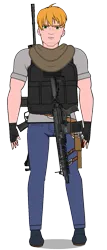 Size: 257x600 | Tagged: safe, anonymous artist, artist:edy_january, derpibooru import, edit, vector edit, big macintosh, human, equestria girls, equestria girls series, armor, assault rifle, boots, call of duty, call of duty: warzone, clothes, denim, equipment, gray shirt, gun, humanized, image, jeans, kisekae, military, msg90, pants, png, rifle, shirt, shoes, sig sauner xm7, simple background, sniper, sniper rifle, soldier, solo, tactical, tactical vest, transparent background, vector, vest, weapon, xm7