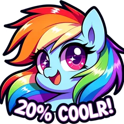 Size: 1024x1024 | Tagged: safe, derpibooru import, machine learning generated, rainbow dash, pony, 20% cooler, ai content, bust, cute, female, image, png, simple background, smiling, solo, white background