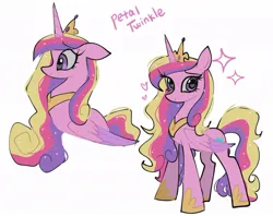 Size: 1024x811 | Tagged: safe, artist:petaltwinkle, derpibooru import, princess cadance, alicorn, pony, female, heart, heart eyes, image, jewelry, jpeg, mare, peytral, regalia, simple background, solo, sparkly mane, white background, wingding eyes