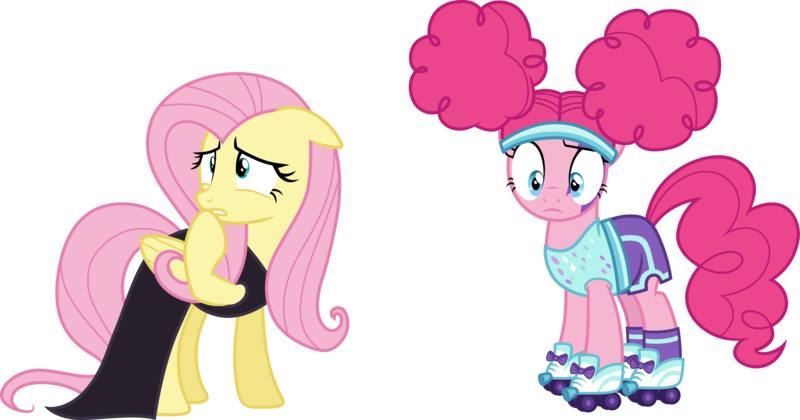 Size: 5715x3000 | Tagged: safe, artist:cloudy glow, derpibooru import, fluttershy, pinkie pie, scare master, image, pinkie puffs, png, simple background, transparent background, vector