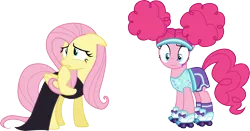 Size: 5715x3000 | Tagged: safe, artist:cloudy glow, derpibooru import, fluttershy, pinkie pie, scare master, image, pinkie puffs, png, simple background, transparent background, vector