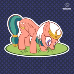 Size: 1920x1920 | Tagged: safe, artist:theratedrshimmer, derpibooru import, somnambula, pegasus, pony, abstract background, cute, eating, female, grass, grazing, horses doing horse things, image, png, solo, somnambetes