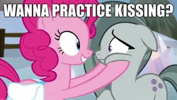 Size: 1920x1080 | Tagged: safe, derpibooru import, edit, edited screencap, screencap, marble pie, pinkie pie, hearthbreakers, caption, cheek squish, image, image macro, imminent kissing, implied incest, implied kissing, implied lesbian, jpeg, looking at each other, looking at someone, looking at you, smiling, smiling at you, squishy cheeks, text