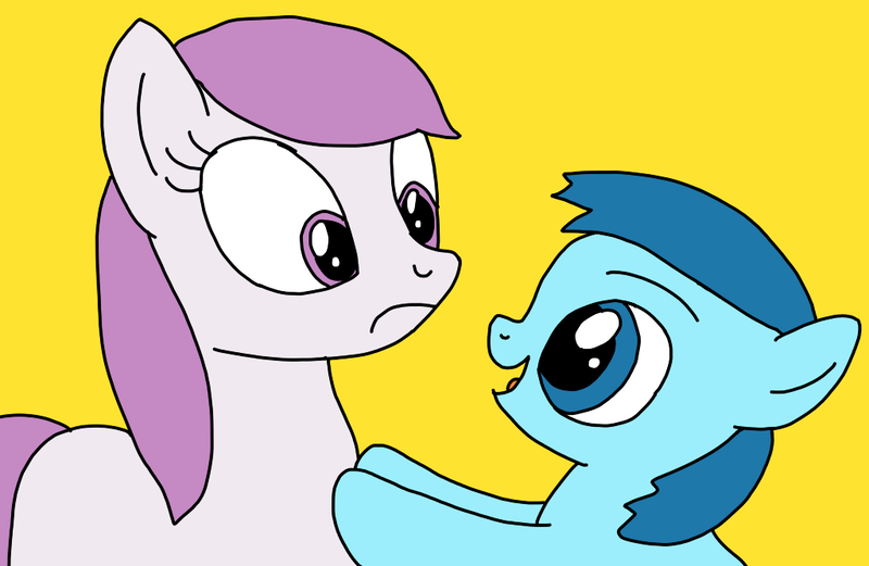 Size: 1024x667 | Tagged: safe, artist:katieemerson68, derpibooru import, ponified, earth pony, pony, brother, colt, comfy star, dora the explorer, duo, female, foal, g4, image, male, mare, png, siblings, simple background, sister, smiling, star pony, stars, talking, woo hoo star, yellow background