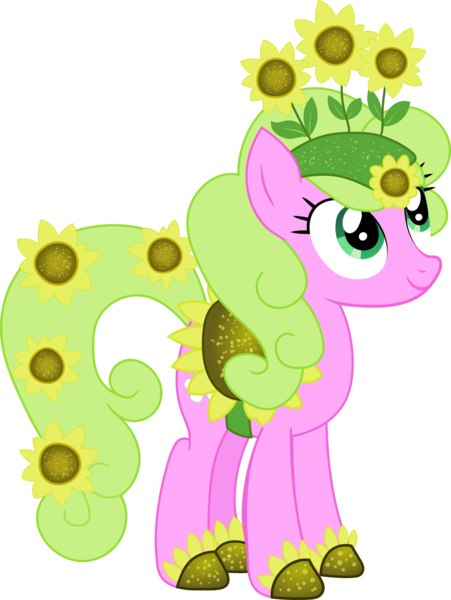 Size: 1158x1539 | Tagged: safe, artist:havoc, derpibooru import, daisy, flower wishes, earth pony, pony, one bad apple, clothes, costume, female, flower, flower in hair, image, mare, png, simple background, solo, sunflower, transparent background, vector