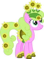 Size: 1158x1539 | Tagged: safe, artist:havoc, derpibooru import, daisy, flower wishes, earth pony, pony, one bad apple, clothes, costume, female, flower, flower in hair, image, mare, png, simple background, solo, sunflower, transparent background, vector