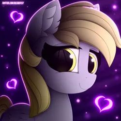 Size: 3000x3000 | Tagged: safe, artist:alexbefest, derpibooru import, derpy hooves, pegasus, pony, cute, derpabetes, ear fluff, female, folded wings, g4, image, looking at you, mare, neon, png, signature, smiling, smiling at you, solo, wings, yellow eyes