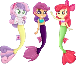 Size: 1600x1368 | Tagged: safe, artist:liniitadash23, derpibooru import, edit, apple bloom, scootaloo, sweetie belle, mermaid, seapony (g4), equestria girls, surf and/or turf, background removed, bow, cutie mark, cutie mark crusaders, equestria girls-ified, female, hair bow, image, mermaidized, png, simple background, species swap, the cmc's cutie marks, transparent background, trio, trio female, vector