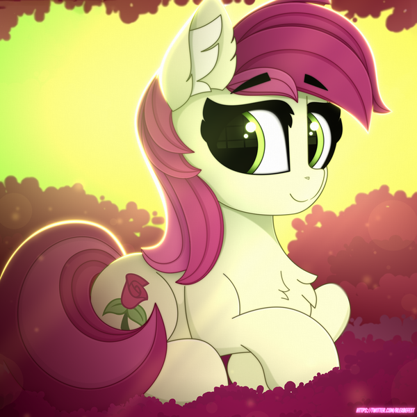 Size: 3000x3000 | Tagged: safe, artist:alexbefest, derpibooru import, roseluck, earth pony, pony, chest fluff, cute, ear fluff, eyebrows, eyebrows visible through hair, female, g4, green eyes, image, looking at you, lying down, mare, pink, png, ponyloaf, prone, rosabetes, signature, smiling, smiling at you, solo