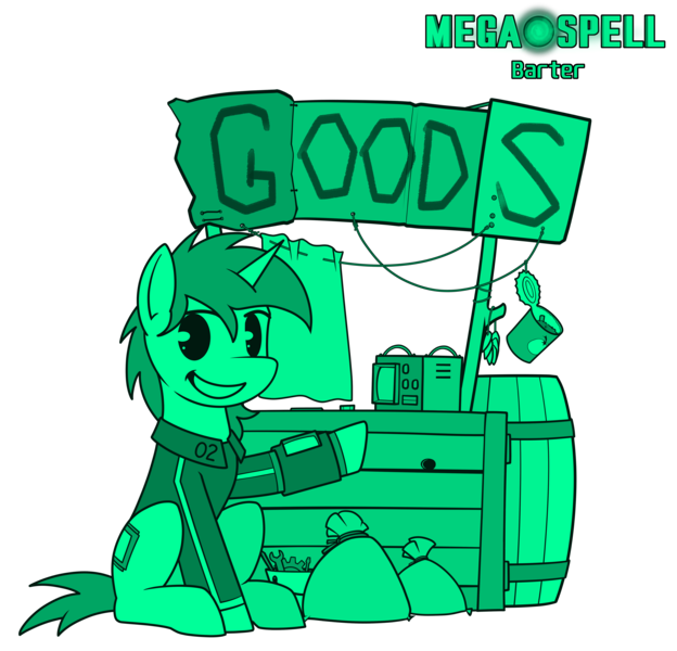 Size: 5100x4900 | Tagged: safe, artist:dacaoo, derpibooru import, oc, oc:littlepip, fallout equestria, absurd resolution, barrel, clothes, gears, image, jumpsuit, megaspell (game), monochrome, pip-pony, pipbuck, png, radio, shop, simple background, tin can, transparent background, vault suit, wrench