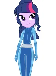 Size: 1280x1749 | Tagged: safe, artist:skyfallfrost, derpibooru import, sci-twi, twilight sparkle, human, equestria girls, base used, image, latex, latex suit, looking up, png, simple background, solo, totally spies, white background