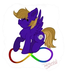 Size: 1957x2201 | Tagged: safe, artist:taxidermieddemon, derpibooru import, oc, oc:wing front, pegasus, pony, autism, autism spectrum disorder, brown mane, brown tail, cute, hurricane, image, infinity symbol, male, pegasus oc, png, purple fur, signature, simple background, tail, transparent background, wings