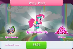 Size: 1270x858 | Tagged: safe, derpibooru import, official, pinkie pie, earth pony, pony, boombox, bundle, bush, clothes, costs real money, english, female, gameloft, gem, headband, image, jpeg, mare, mobile game, my little pony: magic princess, numbers, sale, solo, solo focus, text