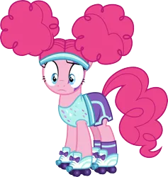 Size: 3000x3164 | Tagged: safe, artist:cloudy glow, derpibooru import, pinkie pie, scare master, clothes, headband, image, pinkie puffs, png, roller skates, simple background, skates, solo, vector