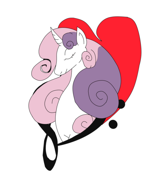 Size: 785x1018 | Tagged: safe, artist:warewolves, derpibooru import, sweetie belle, pony, unicorn, fanfic:a little loopy, cutie mark, eyes closed, fanfic art, heart, image, png, simple background, smiling, solo, vector