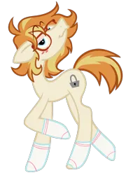 Size: 2881x4000 | Tagged: safe, artist:wtfponytime, derpibooru import, earth pony, pony, clothes, freckles, ginger locks, glasses, image, lanky, male, nerd, nerd glasses, nudity, partial nudity, png, show accurate, simple background, socks, socks only, solo, stallion, torn clothes, torn socks, transparent background