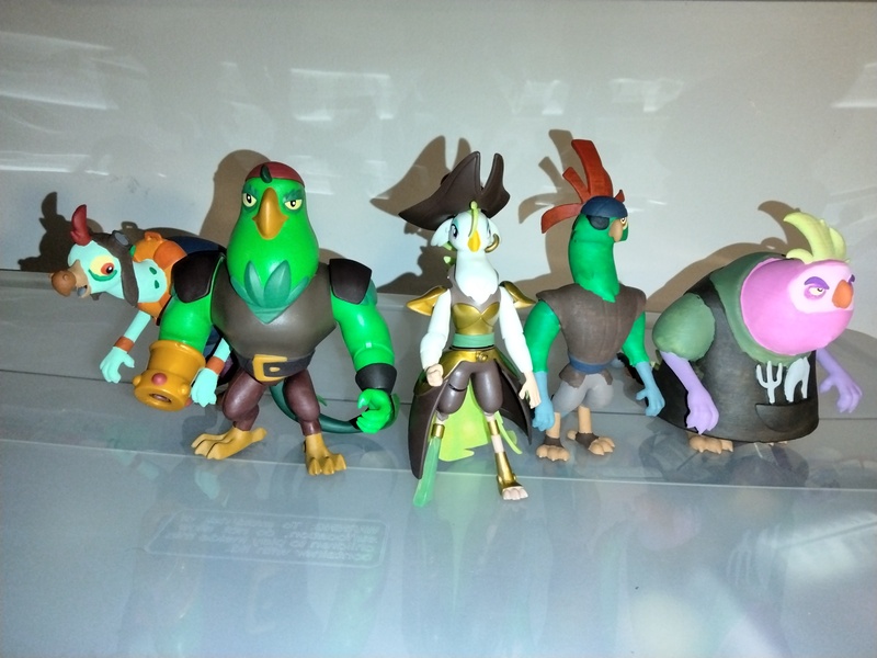 Size: 4160x3120 | Tagged: safe, derpibooru import, boyle, captain celaeno, lix spittle, parrot pirates, my little pony: the movie, 3d, 3d model, 3d print, action figure, collection, image, jpeg, mullet, mullet (g4), pirate, squabble, toy