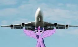 Size: 2127x1283 | Tagged: safe, derpibooru import, twilight sparkle, twilight sparkle (alicorn), alicorn, pony, boeing, boeing 747, female, image, jet plane, large wings, mare, plane, png, queen of the skies, spread wings, vector, wings