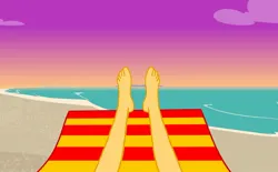 Size: 1280x793 | Tagged: safe, derpibooru import, sunset shimmer, barefoot, beach, beach chair, chair, feet, feet up, female, fetish, foot fetish, foot focus, image, jpeg, photo, relaxing, solo, solo female, sunset