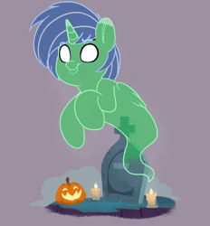 Size: 620x667 | Tagged: safe, artist:joaothejohn, derpibooru import, oc, alicorn, ghost, ghost pony, pony, undead, alicorn oc, animated, candle, commission, floating, gif, grave, gravestone, halloween, holiday, horn, image, jack-o-lantern, pumpkin, spooky, wings, ych result