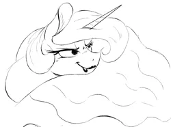 Size: 1621x1208 | Tagged: safe, artist:to_fat_to_fly, princess celestia, alicorn, pony, bust, ear fluff, female, horn, image, lipstick, mare, monochrome, png, portrait, solo