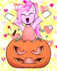 Size: 1020x1280 | Tagged: safe, artist:alan-the-animeartist, derpibooru import, pinkie pie, earth pony, pony, female, halloween, holiday, image, jpeg, pumpkin