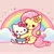 Size: 1024x1024 | Tagged: safe, ai content, derpibooru import, machine learning generated, fluttershy, pegasus, bow, cute, flower, generator:bing image creator, heart, hello kitty, hello kitty (character), hug, image, jpeg, kitty white, pink background, rainbow background, simple background