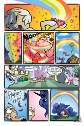 Size: 800x1200 | Tagged: safe, artist:kefkafloyd, artist:uglyfun, banned from derpibooru, princess luna, oc, oc:forty winks, alicorn, pony, comic:the adventure of forty winks, comic, dialogue, female, heart, image, mare, png, rainbow, sun, text