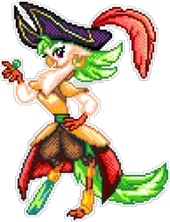 Size: 970x1270 | Tagged: safe, artist:dasheroni, derpibooru import, captain celaeno, anthro, bird, parrot, my little pony: the movie, amputee, female, image, jewelry, looking at you, manepxls, peg leg, pixel art, png, prosthetic leg, prosthetic limb, prosthetics, pxls.space, ring, simple background, smiling, smiling at you, solo, transparent background