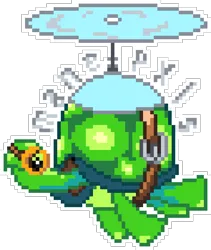 Size: 590x700 | Tagged: safe, artist:epicvon, derpibooru import, tank, tortoise, aviator goggles, flying, goggles, image, male, manepxls, pixel art, png, pxls.space, simple background, solo, transparent background
